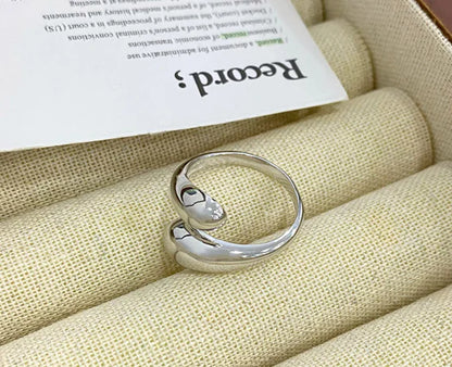 S925 Silver Glossy Water Drop Adjustable Ring
