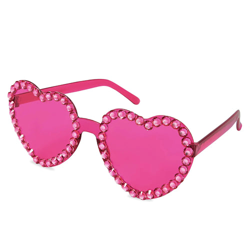 Zando Rhinestone Hot Pink Heart Sunglasses Hot Pink Sunglasses Pink Accessories for Women Pink Heart Shaped Glasses Pink Sunglasses for Women Pink Heart Sunglasses Pink Heart Glasses Hot Pink