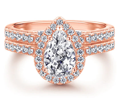 925 Sterling Silver Creative Water Drop Zircon Ring