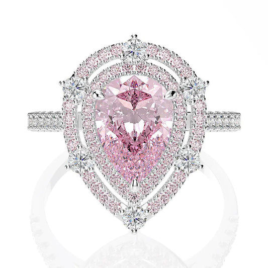 Luxury S925 Sterling Silver Water Drop Zircon Ring